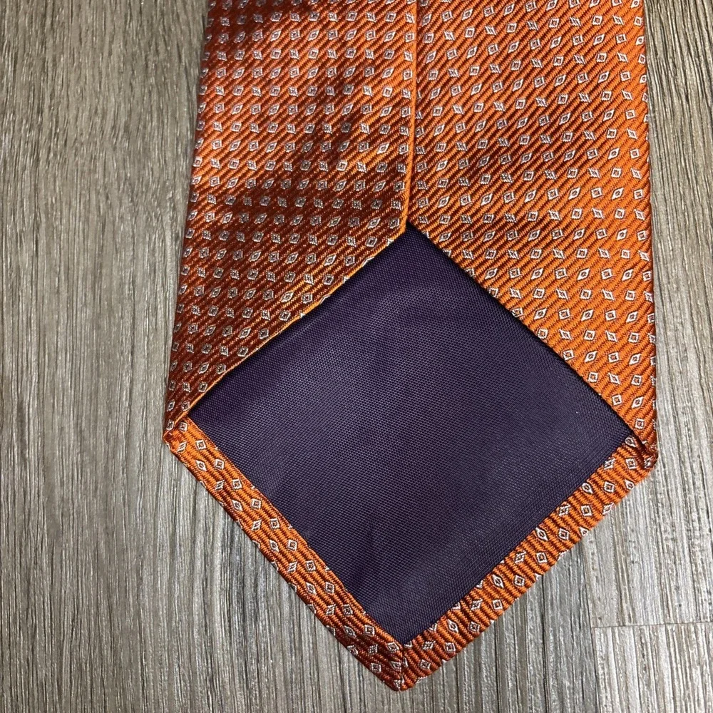 Gitman Bros Tie‎ 100% Silk Orange Geometric USA Made Mens 56
